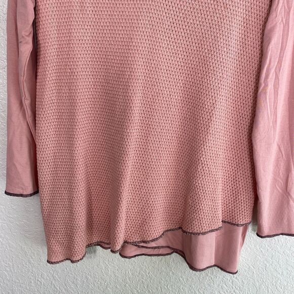Soft Surroundings Top Women Medium Textured Waffle Layer V Neck Blouse Pink - Picture 3 of 9